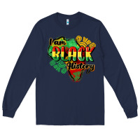 Navy i am black history Long Sleeve Tee - CowGirlArtShop