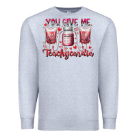 Heather Grey you give me teachcardia Premium Sweatshirt - RacoonDesign