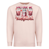 Pale Pink you give me teachcardia Premium Sweatshirt - RacoonDesign