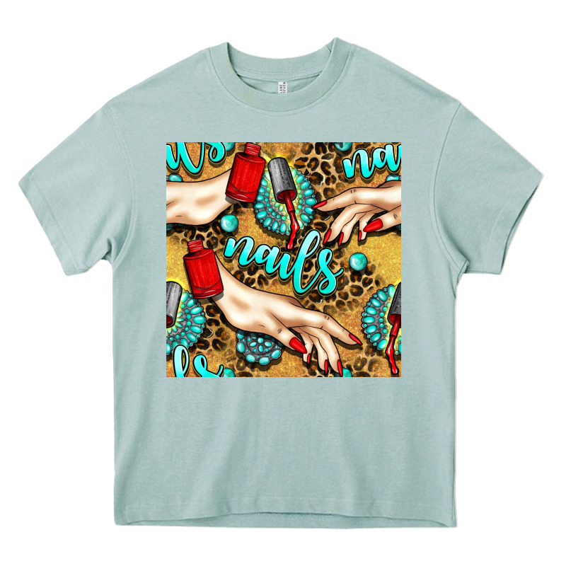 Hand And Nail Polish With Turquoise Gemstone And Leopard Seamless Patt Heavy Core Tee by BundleAndBundleShop | Teevron