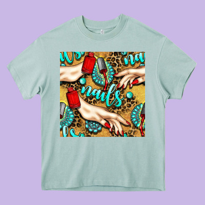 Hand And Nail Polish With Turquoise Gemstone And Leopard Seamless Patt Heavy Core Tee Designed By Bundleandbundleshop
