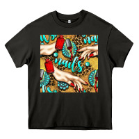 Asphalt hand and nail polish with turquoise gemstone and leopard seamless patt Heavy Core Tee - BundleAndBundleShop