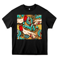 Black hand and nail polish with turquoise gemstone and leopard seamless patt Heavy Core Tee - BundleAndBundleShop