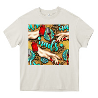 Cream hand and nail polish with turquoise gemstone and leopard seamless patt Heavy Core Tee - BundleAndBundleShop