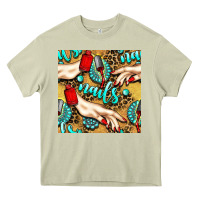 Mossy hand and nail polish with turquoise gemstone and leopard seamless patt Heavy Core Tee - BundleAndBundleShop