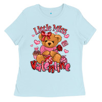 Baby Blue little miss valentine teddy bear Ladies Tee - LillyAllenDesigns