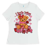 White little miss valentine teddy bear Ladies Tee - LillyAllenDesigns