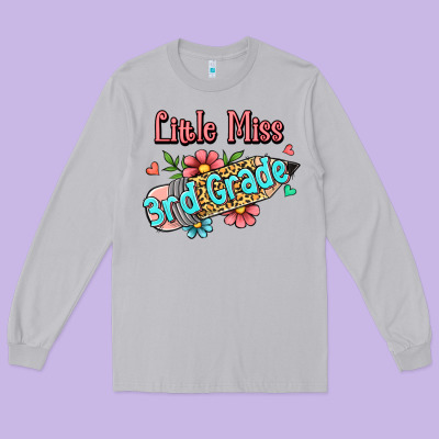 Little Miss Third Grade Long Sleeve Tee Designed By Jasminsmagicworld