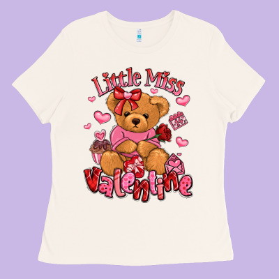 Little Miss Valentine Teddy Bear Ladies Tee Designed By Lillyallendesigns