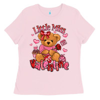Bubblegum Pink little miss valentine teddy bear Ladies Tee - LillyAllenDesigns