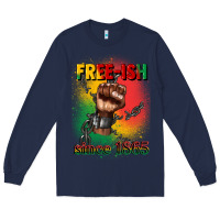 Navy free ish since 1865 juneteenth Long Sleeve Tee - CowGirlArtShop