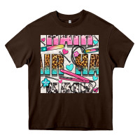 Chocolate Brown leopard and cowhide hair and curling iron with hearts and flowers seam Heavy Core Tee - BundleAndBundleShop