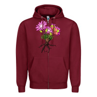 Burgundy Bitterroot Flower Zipper Hoodie - LillyAllenDesigns