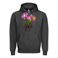Charcoal Heather Bitterroot Flower Zipper Hoodie - LillyAllenDesigns