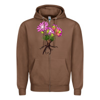 Chestnut Bitterroot Flower Zipper Hoodie - LillyAllenDesigns