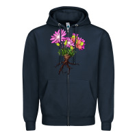 Navy Bitterroot Flower Zipper Hoodie - LillyAllenDesigns