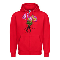 Red Bitterroot Flower Zipper Hoodie - LillyAllenDesigns