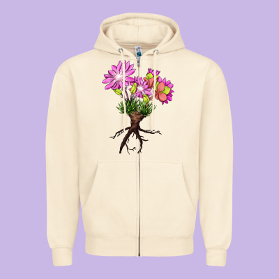 Bitterroot Flower Zipper Hoodie Designed By Lillyallendesigns