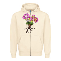 Sandshell Bitterroot Flower Zipper Hoodie - LillyAllenDesigns