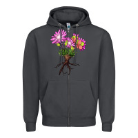 Smoke Bitterroot Flower Zipper Hoodie - LillyAllenDesigns
