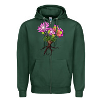 Sports Green Bitterroot Flower Zipper Hoodie - LillyAllenDesigns