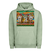 Pigment Oil Green alpacas Urban Hoodie - BarkalooDesign