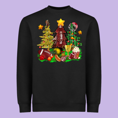 Christmas With American Football Trees Bbs Heavyweight Sweatshirt Designed By Bundleandbundleshop