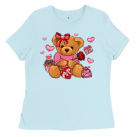 Baby Blue valentines day teddy bear Ladies Tee - LillyAllenDesigns
