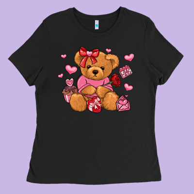 Valentines Day Teddy Bear Ladies Tee Designed By Lillyallendesigns