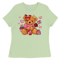 Matcha valentines day teddy bear Ladies Tee - LillyAllenDesigns