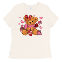 Bone valentines day teddy bear Ladies Tee - LillyAllenDesigns