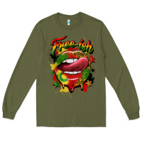 Army Green free ish juneteenth lips Long Sleeve Tee - CowGirlArtShop