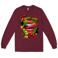 Burgundy free ish juneteenth lips Long Sleeve Tee - CowGirlArtShop