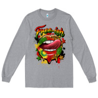 Heather Grey free ish juneteenth lips Long Sleeve Tee - CowGirlArtShop