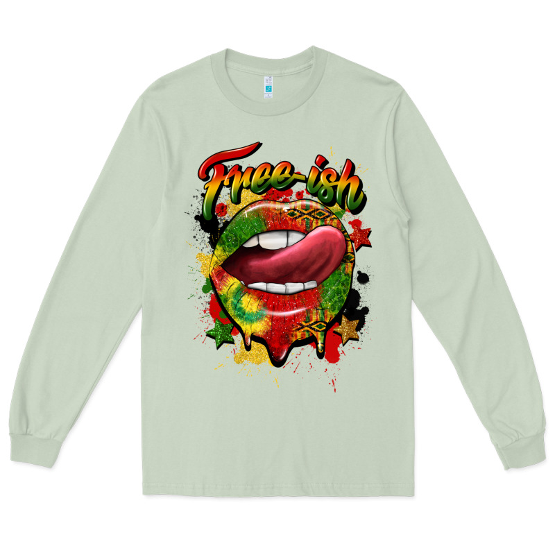 Free Ish Juneteenth Lips Long Sleeve Tee by CowGirlArtShop | Teevron