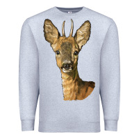 Heather Grey Red brocket Deer Head Premium Sweatshirt - LillyAllenDesigns