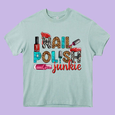 Nail Polish Junkie Bbs Heavy Core Tee Designed By Bundleandbundleshop