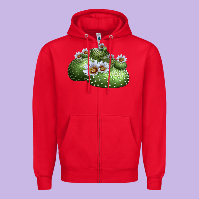 Blossfeldia Cactus Zipper Hoodie Designed By Lillyallendesigns