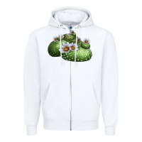 White Blossfeldia Cactus Zipper Hoodie - LillyAllenDesigns