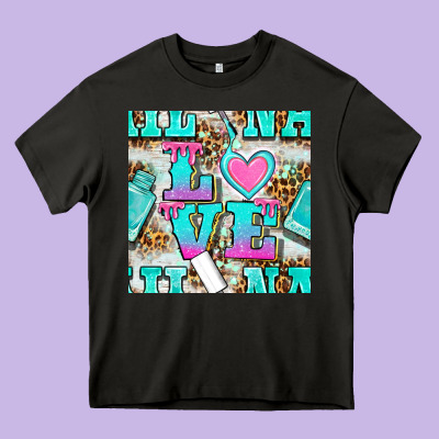 Love Nail And Polish With Leopard Seamless Pattern Bbs Heavy Core Tee Designed By Bundleandbundleshop
