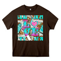 Chocolate Brown love nail and polish with leopard seamless pattern bbs Heavy Core Tee - BundleAndBundleShop