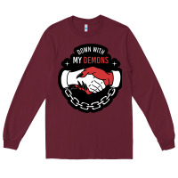 Burgundy awesome down with my demons  for gift adult and kids men women  2021 Long Sleeve Tee - lanVoArt