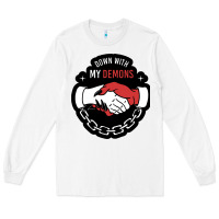 White awesome down with my demons  for gift adult and kids men women  2021 Long Sleeve Tee - lanVoArt