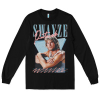 Black patrick swayze 90s styled retro graphic design gift Long Sleeve Tee - lanVoArt