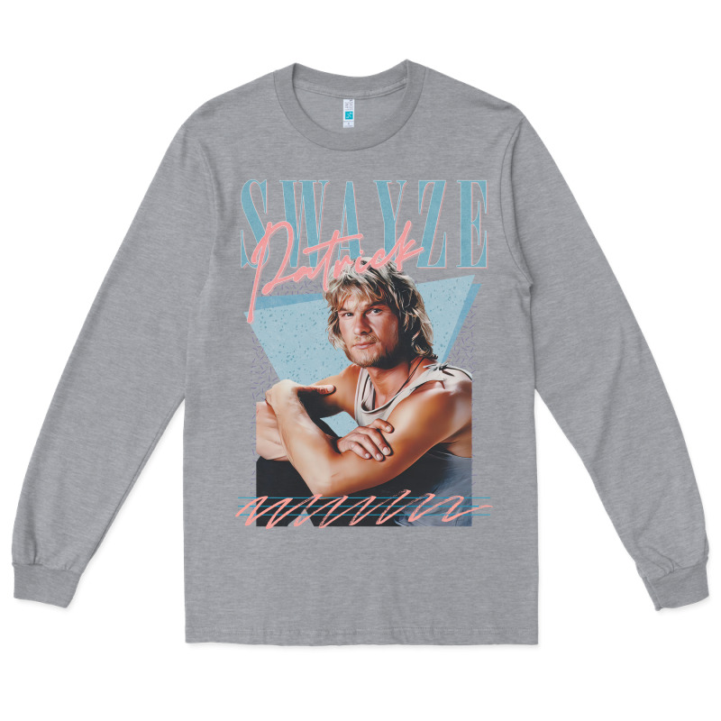 Patrick Swayze 90s Styled Retro Graphic Design Gift Long Sleeve Tee by lanVoArt | Teevron