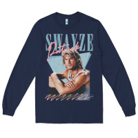 Navy patrick swayze 90s styled retro graphic design gift Long Sleeve Tee - lanVoArt