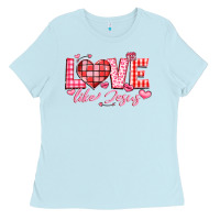 Baby Blue love like jesus la Ladies Tee - LillyAllenDesigns