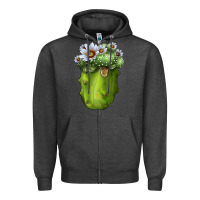 Charcoal Heather Blossfeldia Cactus Zipper Hoodie - LillyAllenDesigns