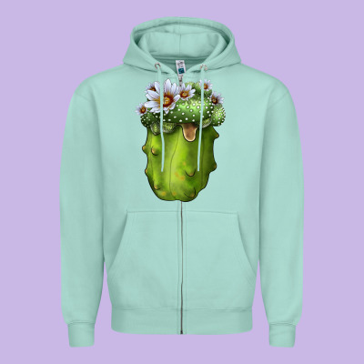 Blossfeldia Cactus Zipper Hoodie Designed By Lillyallendesigns