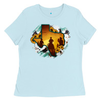 Baby Blue Horsehide Texas Map Cowboys Flag Ladies Tee - RanaPortraitStore